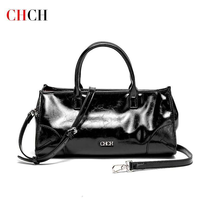 CHCH Women's New Black Marble Pattern Stick Bag Detachable Shoulder Strap