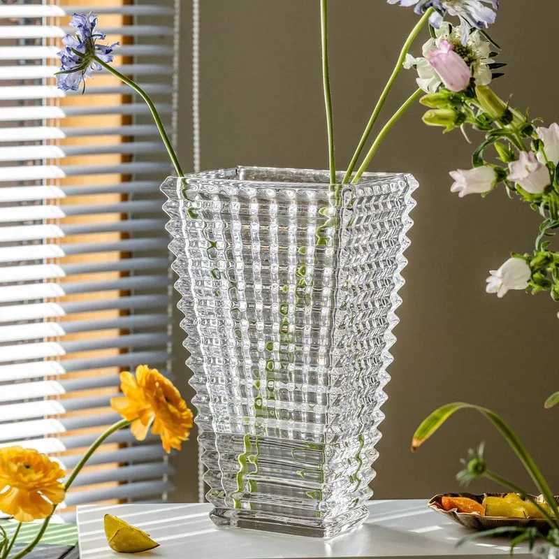 Nordic Creative Glass Vase Sense of Luxury Transparent Bud Vase Hydroponic Flowers Home Living Room Ins Decoration Ornaments C251124