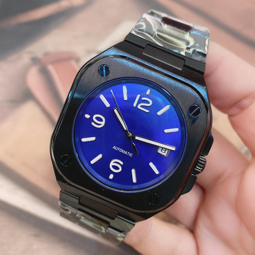 Steel Automatic Mechanical Mens Watches AAA Watch Black Dial With Stainless Steel Bracelet 904L 05 Date Squar Case Limited