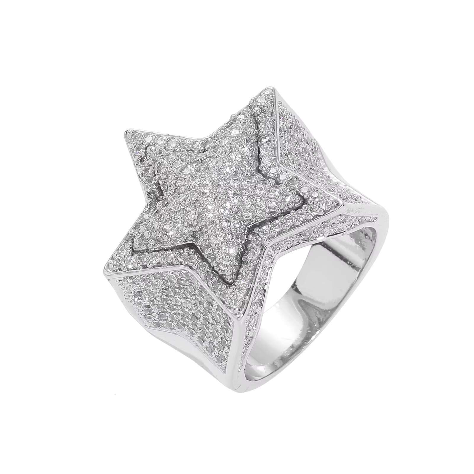 BES Hot Sale Hip Hop Rock Jewelry Zircon Iced Out Star Sign Rings for Men Jewelry