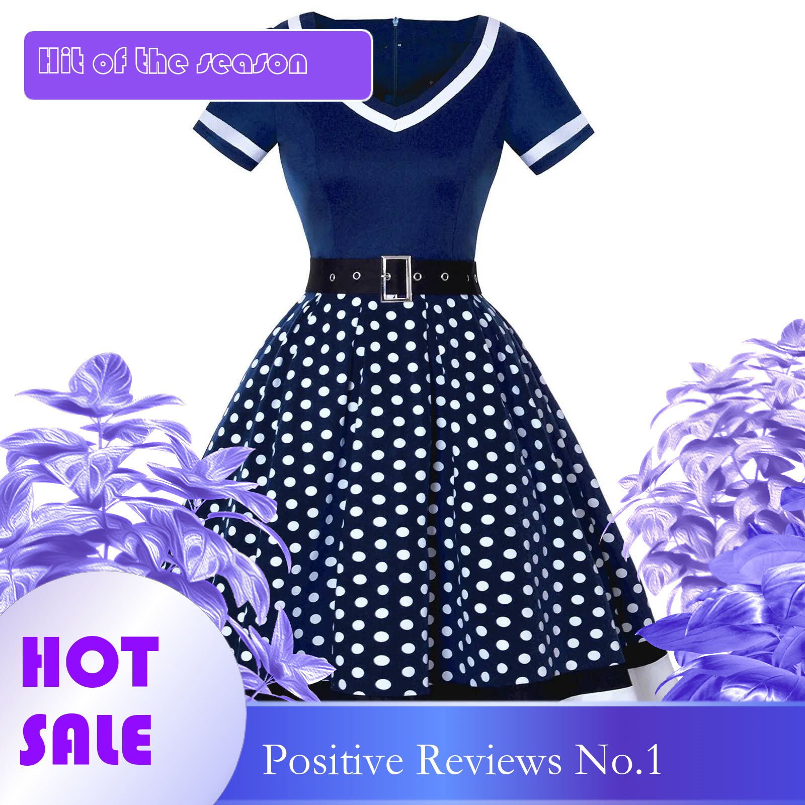 Dongdumaoyi Women S Vintage Short Sleeve Dress V Neck Polka Dot Swing Cocktail Wedding Festive Knee Length Turtleneck