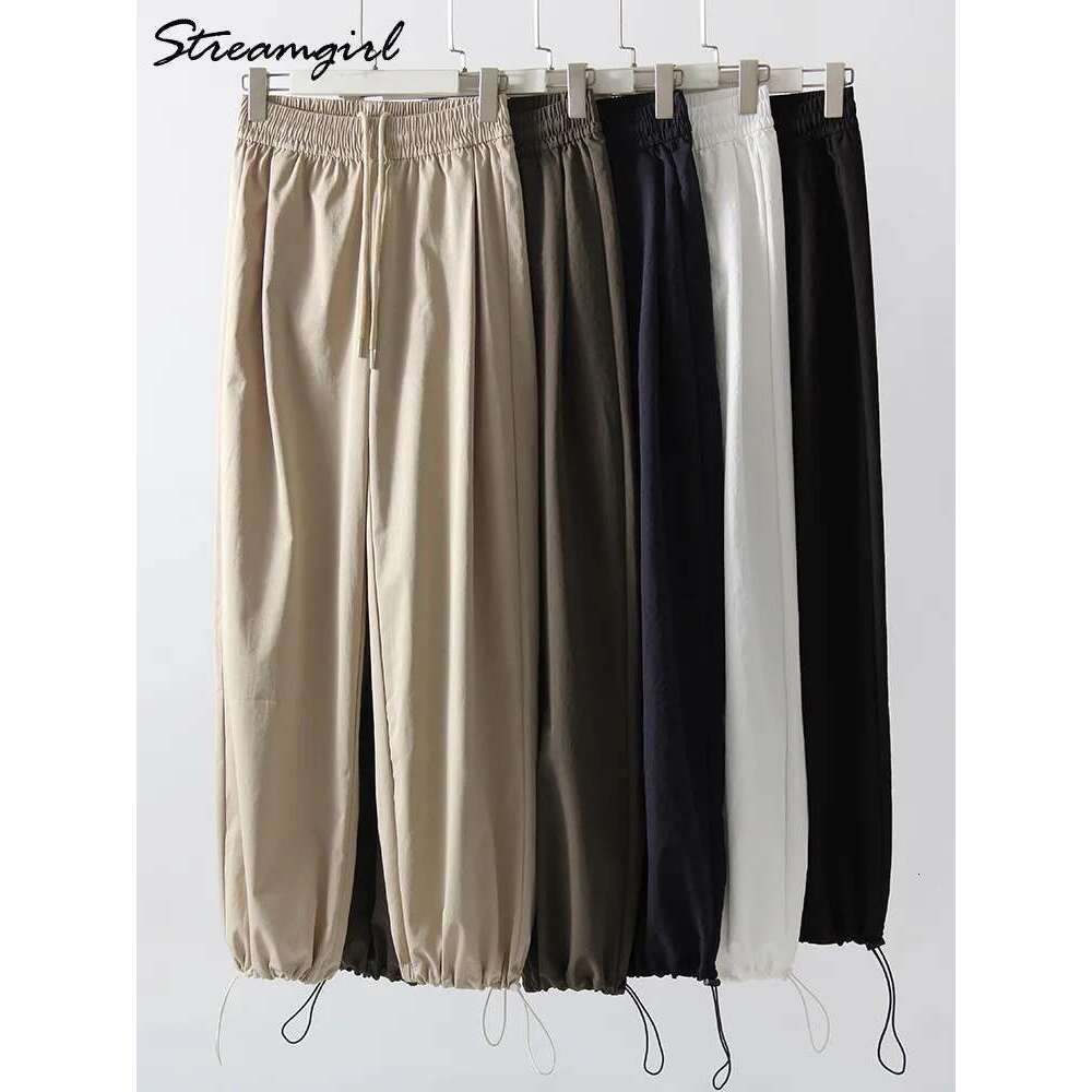 Summer Straight For High Waist Jogger Wide Leg Trousers Women's Sports Pants White Sweatpants Wtpants Women