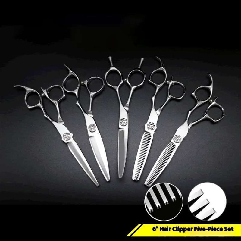 6-Inch Imported440C High-end Straight Thinning Hairdressing Set Hairdressers Professional Haircut Scissors
