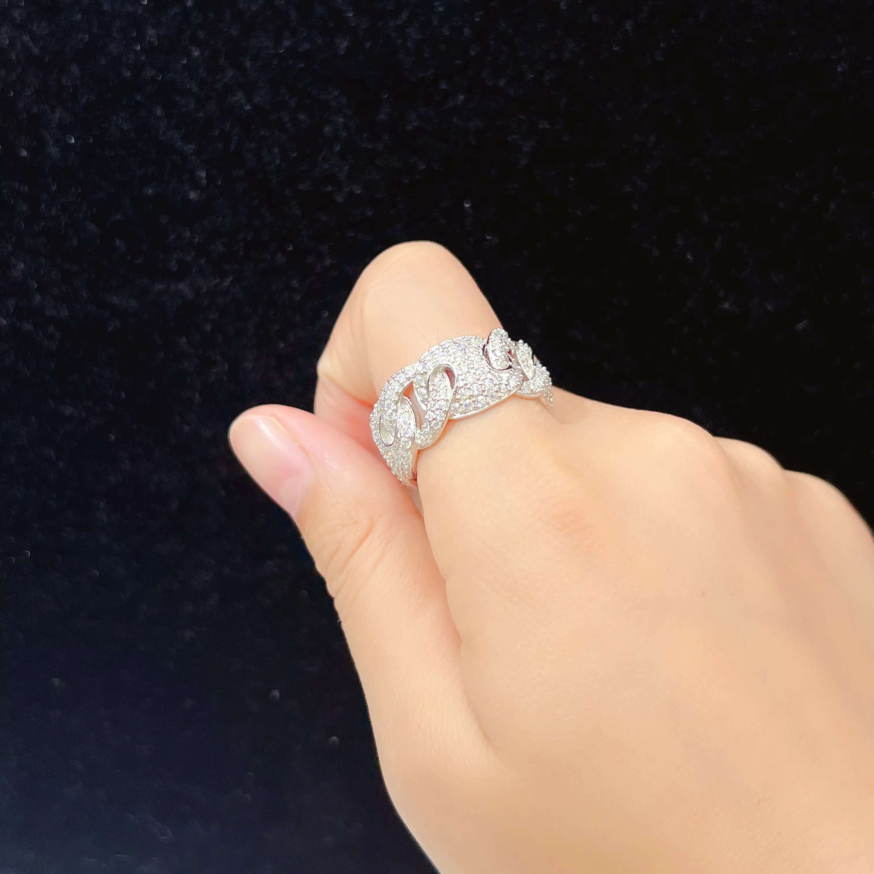 Wholesale Price Sterling Silver Luxury Ring Pass Tester VVS Moissanite Diamond Hip Hop Rings