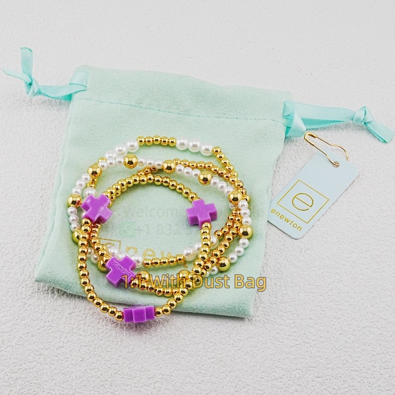 1:1 E-Newton 1:1 Jewelry Gold Pearl Beaded Bracelets Bangles For Women Birthday Christmas Gift EN020