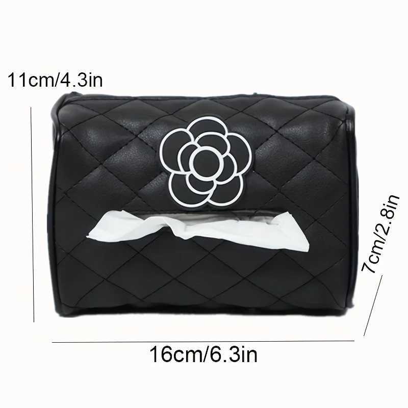 1pc luxury Fashion Camellia Leather Car Tissue Box Creative Car Interior Chair Back Sun Visor Multi-functional Draw Paper BoxM251124