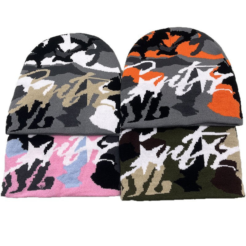 2025 Camouflage jacquard letter beanie Fashionable Hip-hop Pullover Hat Y2K designer beanie bonnet winter hat luxe mens beanie designer winter hat bea - view 7