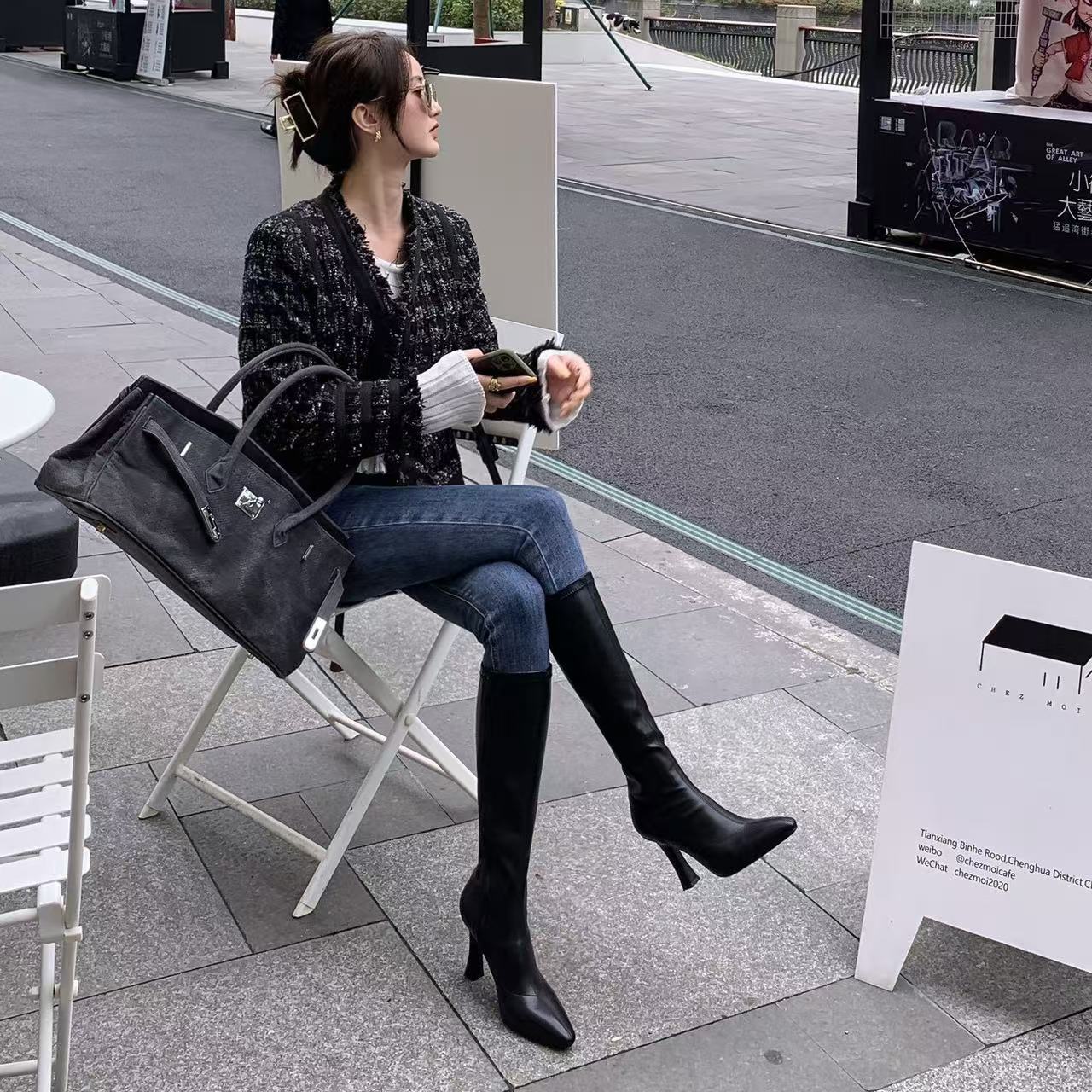 Dress Shoes Winter Women Long Boots Fashion Thin Heel Knee High Booties Ladies Black Brown Sexy Woman Knight Boats botas de mujer 231031