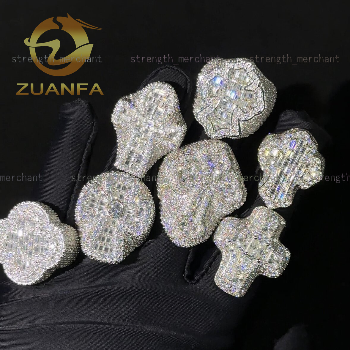 Hip Hop Style Hot Sale Vvs Moissanite Men Diamond Rings 925 Silver Ice Out Ring Cross Moissanite Hip Hop Ring Collection