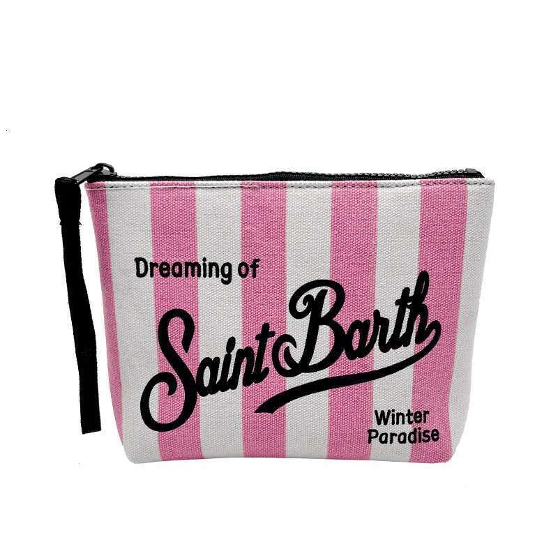 SAINT BARTH Autumn/Winter New Female ClutBags Bag Vertical Pattern Pink Canvas Diving Handbag