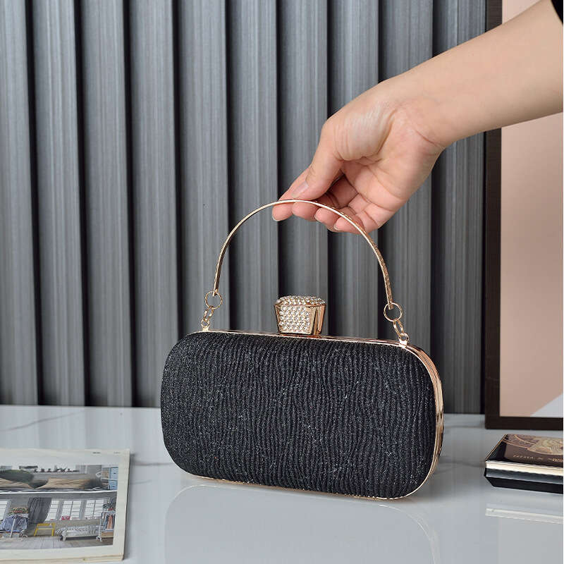 Dinner Bag New Pleated Shiny Banquet Handheld Evening Dress Rhinestone Bag Cheongsam Bag KQ