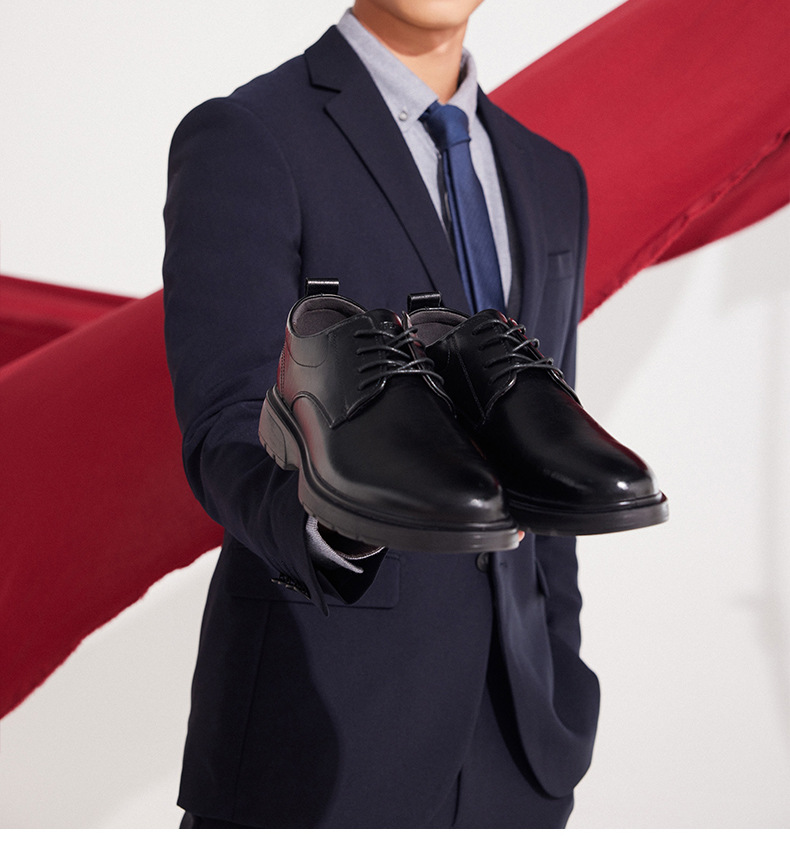 Men's Spring & Autumn Oxford Shoes Lace-Up British Style Thick Soled Business Leather Shoes for Interviews Grooms & Weddings plus size 38-48