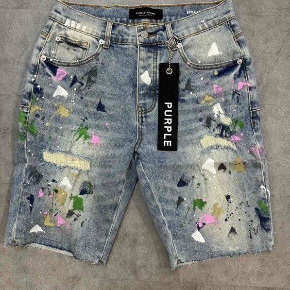 2025American style ripped embroidered loose denim shorts for men in summer casual non stretchy cool and trendy brand five quarter pants-1