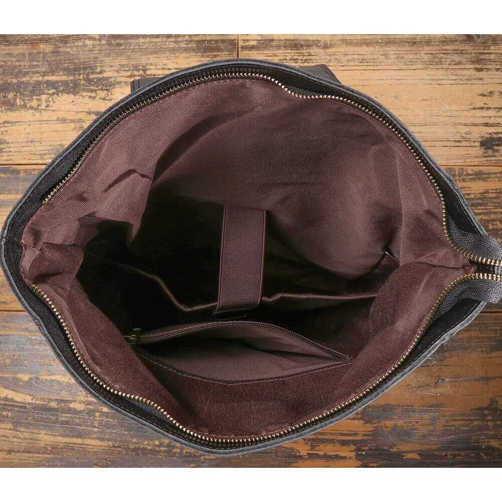 LUOKIR Genuine Leather Men's Large Capacity Backpack, First Layer Cowhide Outdoor Travel School Bag, 17-inch Laptop Bag