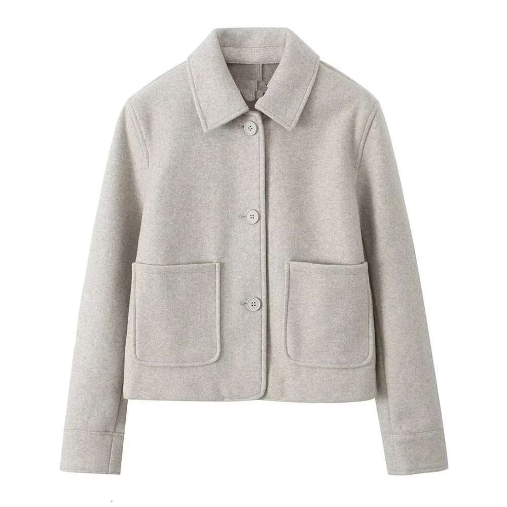 2024 RARF Loose Single Breasted Lapel Long Sleeved Short Pocket Decoration Soft Coat Women's Autumn And Winter New Item