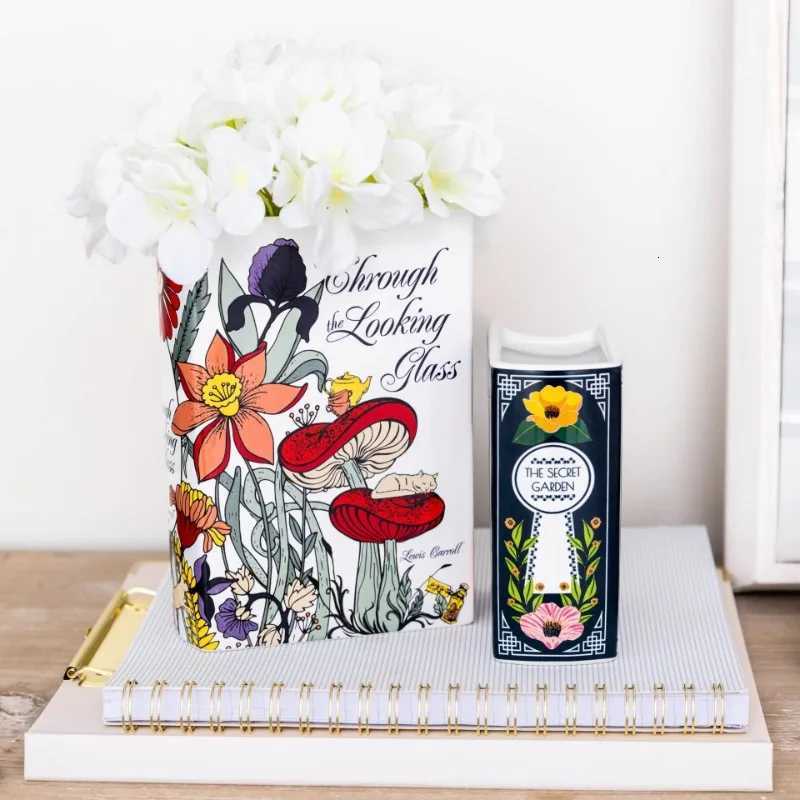 Artificial Living Room Book Vase for Dried Flowers Garden Decor Modern Wedding Decoration Luxury Cachepot Ceramic Crafts Gifts C2511249