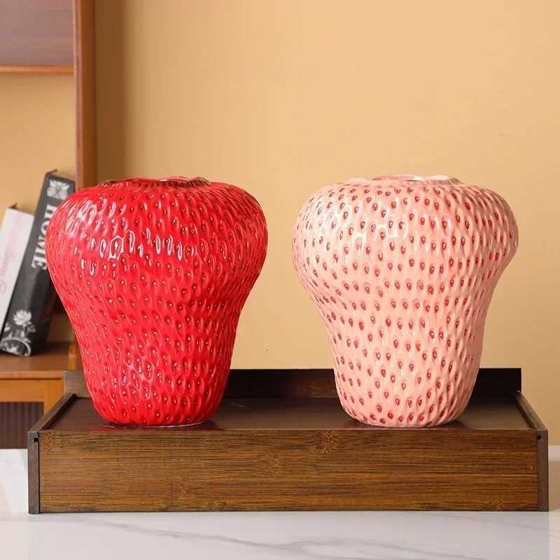 Ceramic Vases Cartoon Strawberry Vase Flowerpot Girl Children Room Living Room Decor Flower Pot Home Decoration Accessories C251124