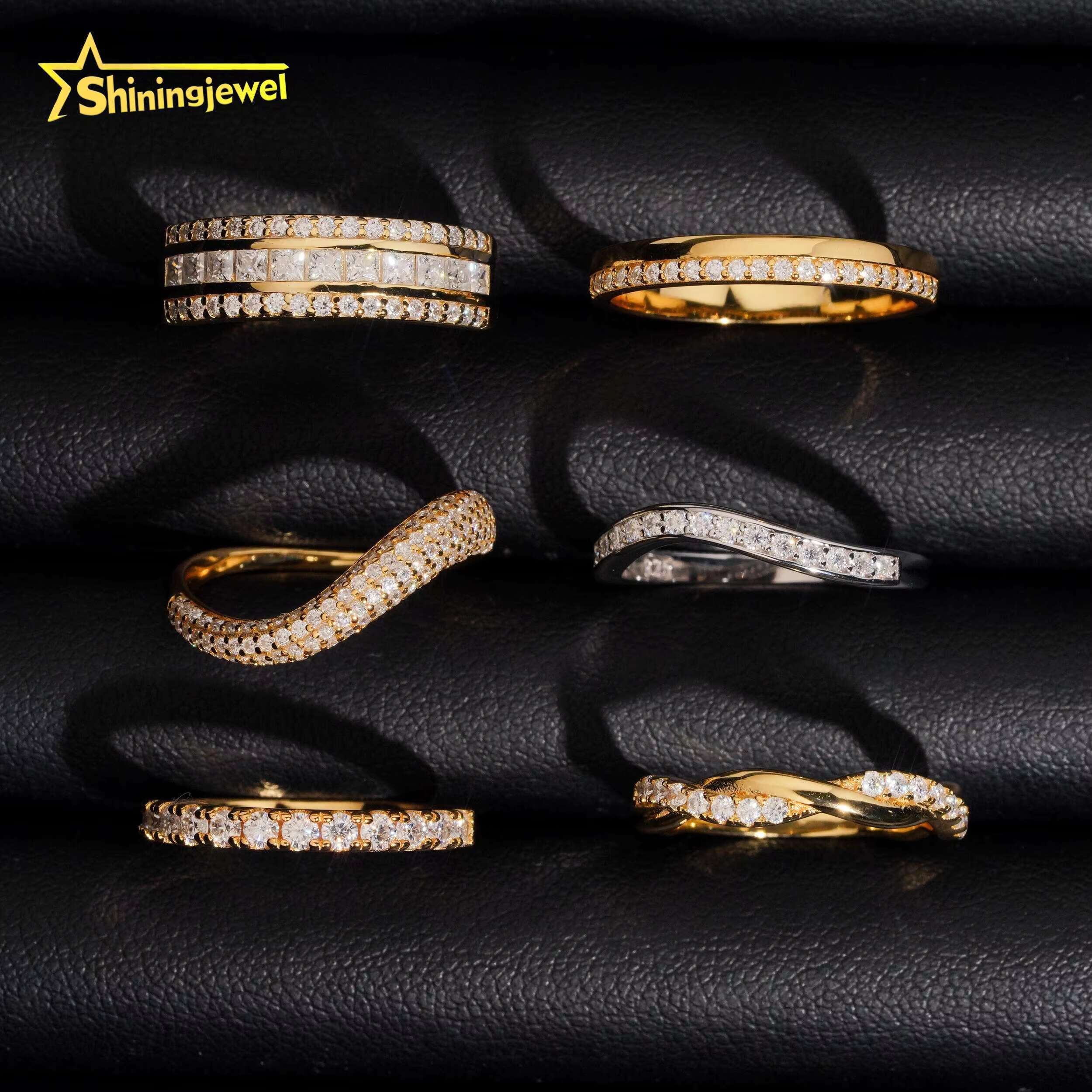 Wholesale Gold Plated Wedding Ring Moissanite VVS Pass Diamond Test 925 Sliver Engagement Rings for Women