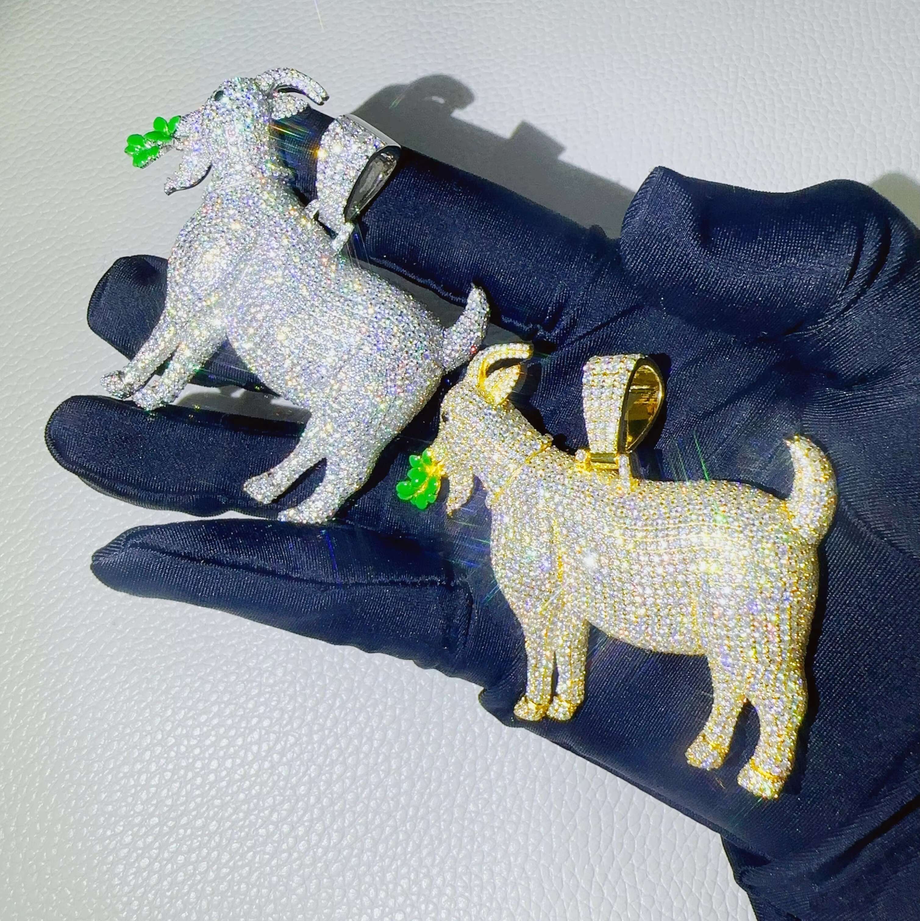 Moissanite Jewelry Hip Hop Sheep Eat Grass Pendant Custom 925 Sterling Silver Pendant for Men Women