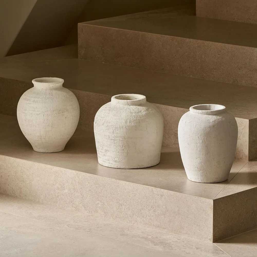 Large White Ceramic Zen Vase 11 Tall Rustic Style Terra Cotta Pitcher Distressed Farmhouse Decor Pottery Art Long Tail Home C251124