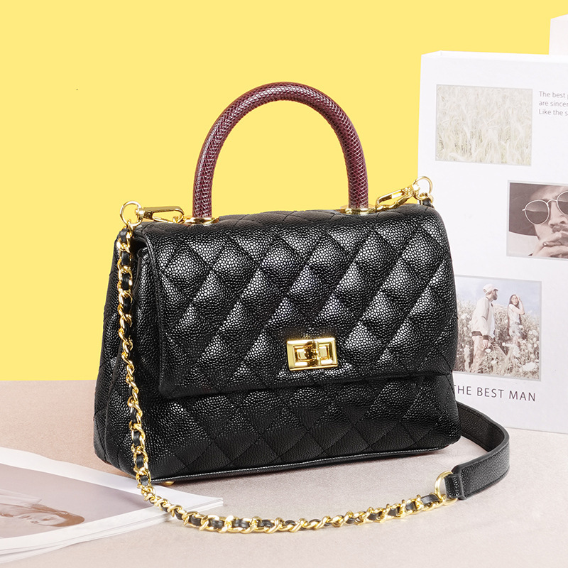 Xiaoxiangfeng Diamond Grid Caviar Handbag With High End Feel Light Luxury Bag Chain Women S Commuting Versatile Single Shoulder Crossbody Bag Tote Bag
