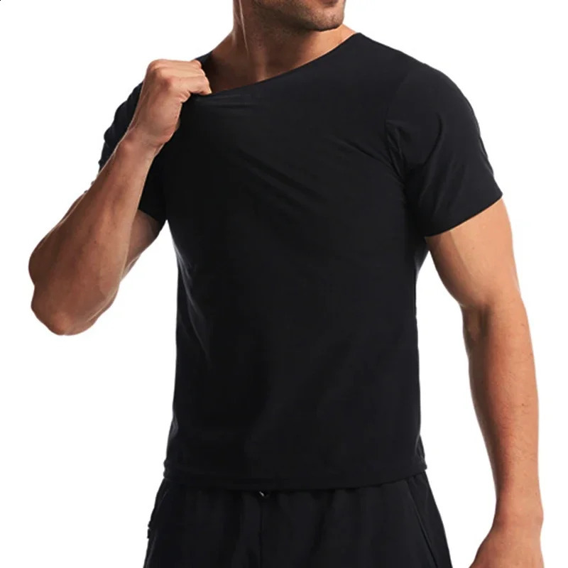 Men Sauna Sweat Shirt Polymer Corset Compression Waist Trainer Shirt Workout Tank Top Weight Loss Body Shaper Slimming Vest 250424