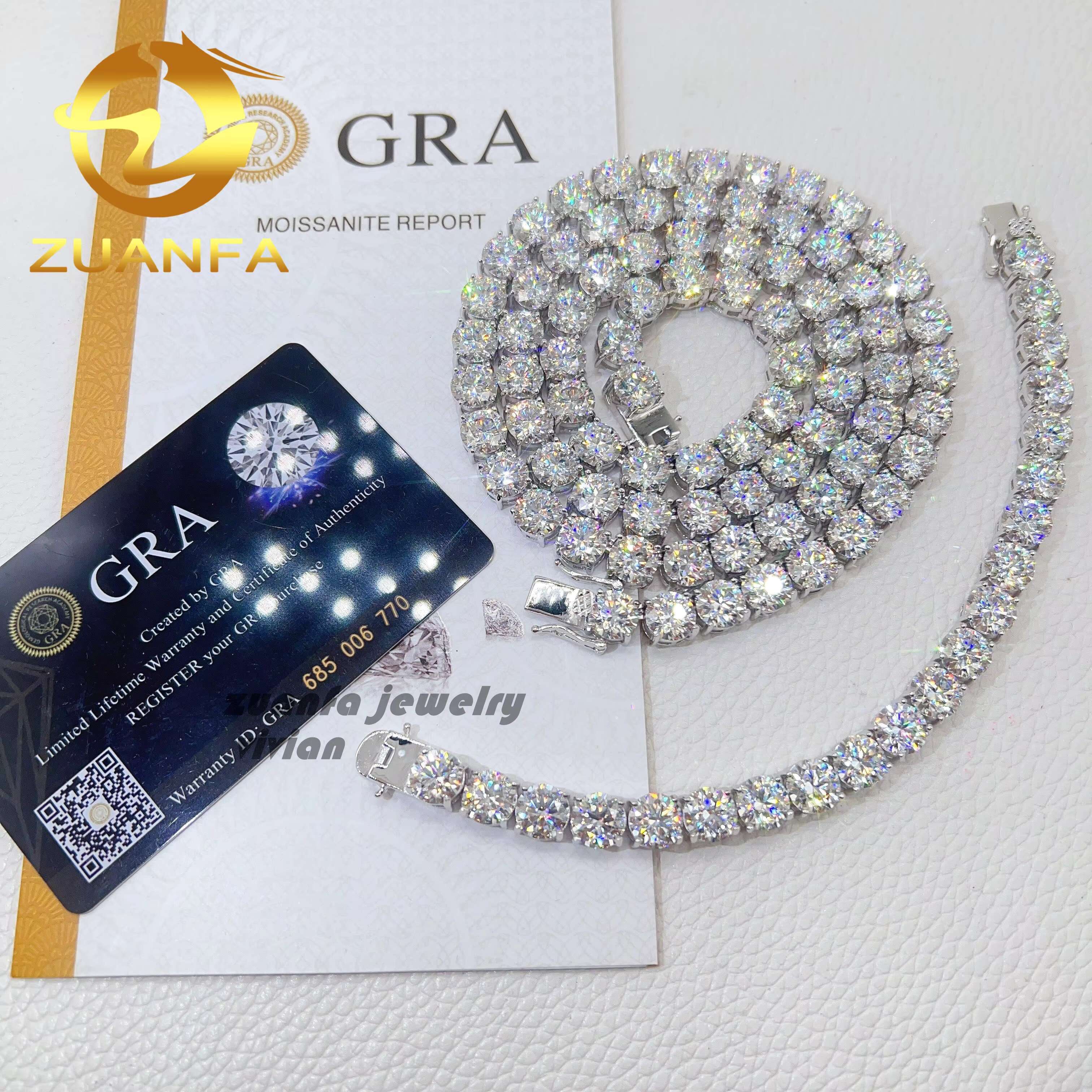 Fashion Jewelry 925 Sterling Silver Diamond Luxury Hip Hop 8mm Moissanite Tennis Chain