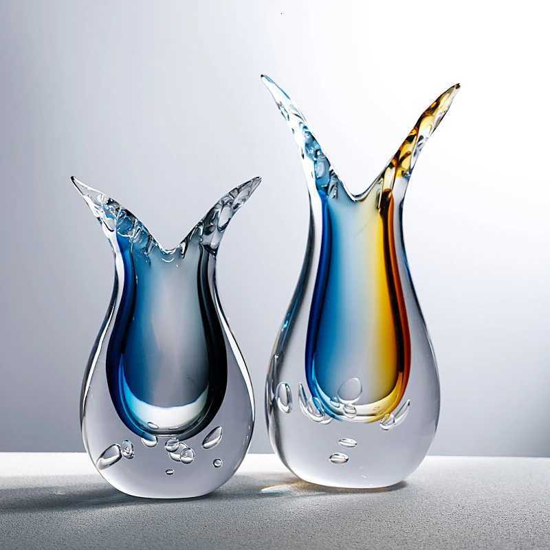 Light luxury creative glass vase living room entrance decoration water-grown flower art vase home decoration C251124