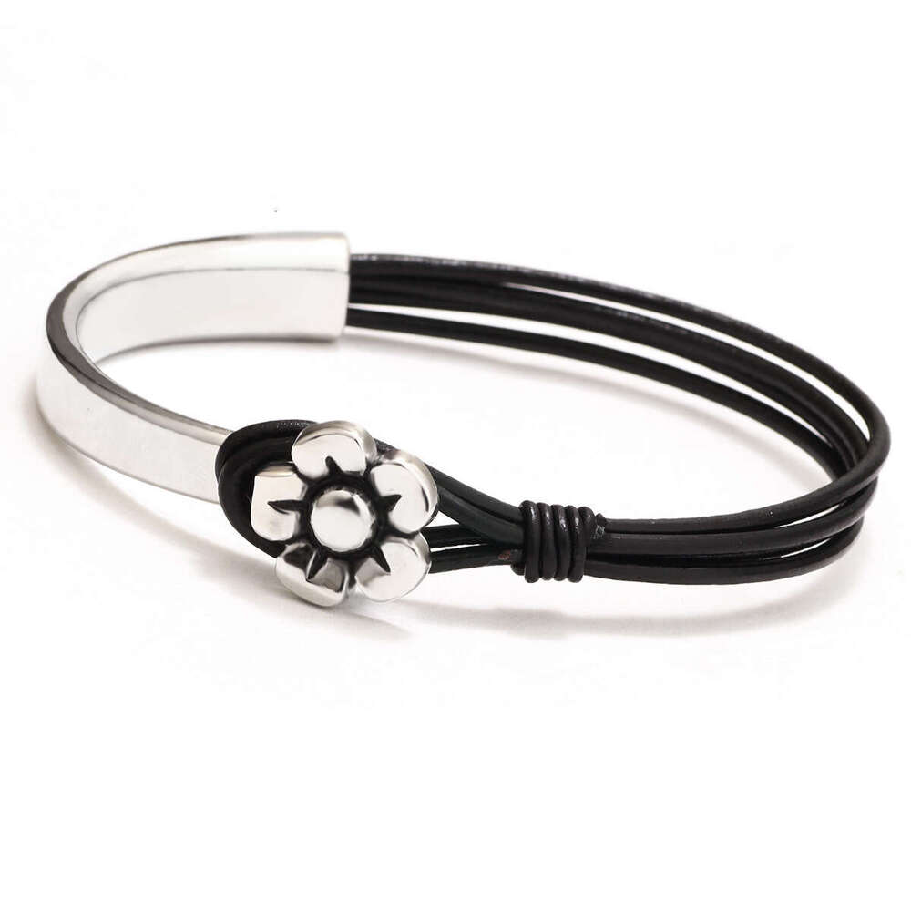 Hot selling Bohemian style with rope, small daisy, simple sier leather bracelet, patchwork bracelet