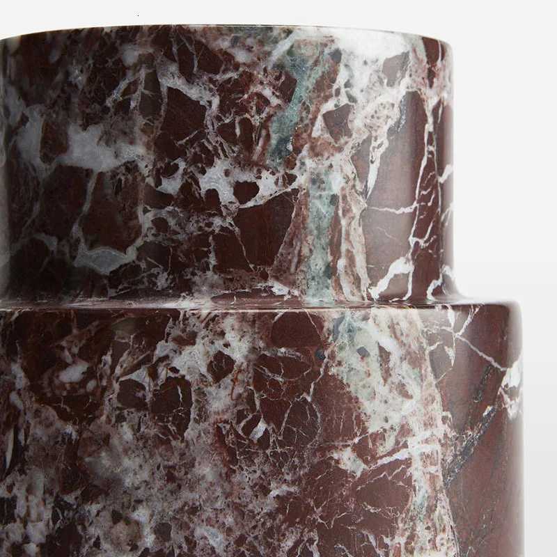 Luxury British Designer Violet Red Marble Vase Soft Decoration Villa Showpiece Desktop Centerpiece C251124