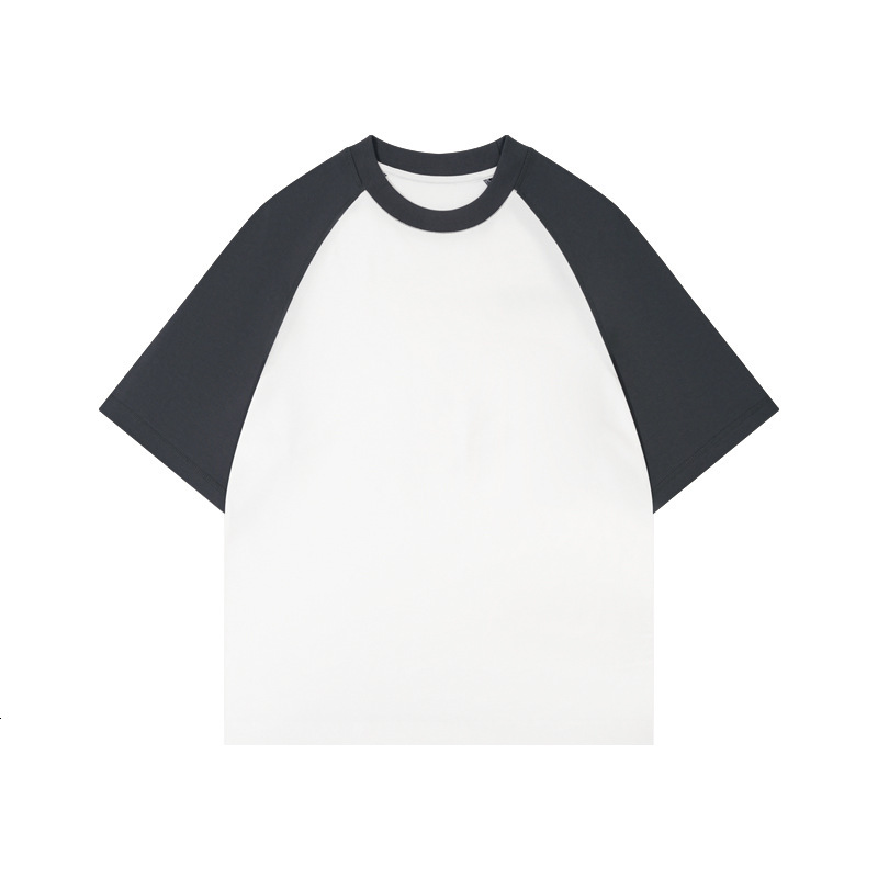 Pure Cotton 300G Raglan Sleeves T-Shirt With Youthful Contrasting Color Round Neck Top, Loose And Casual Short Sleeved Men's Summer