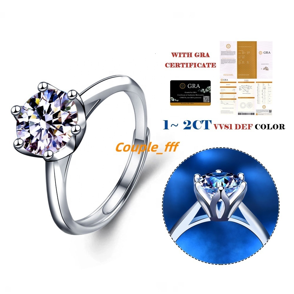 Engagement Statement Diamond Rings for Women Moissanite Ring S925 Sterling Silver 1/2ct Moissanite Ring for Wedding