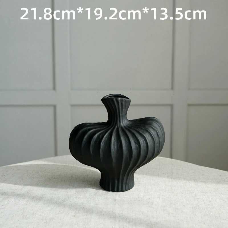 1Pc Modern White Plastic Vase with Black Beige Contemporary Design - Durable Round Decorative Flower Vase C251124