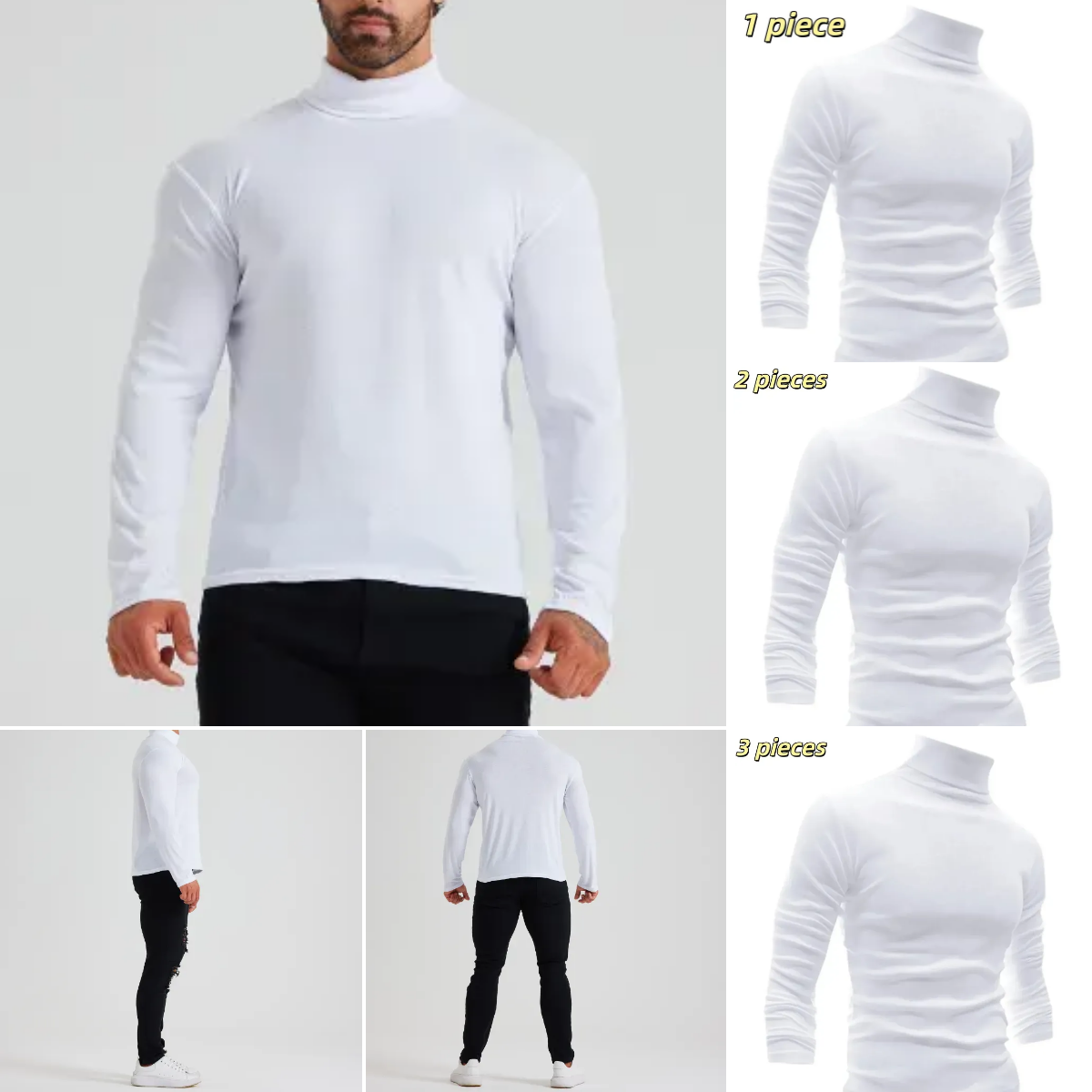 Designer Men's T-Shirts Cotton Spandex Material LARGE Elastic Turtleneck Pullover Sweaters Slim Fit Long Sleeve Knitted Casual shirts Clearance S