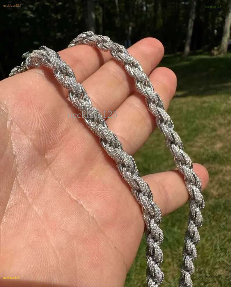 Mens 7.5mm Solid Moissanite Rope Beautiful Sterg Sier Chains Eent Cut Customized Jewelry