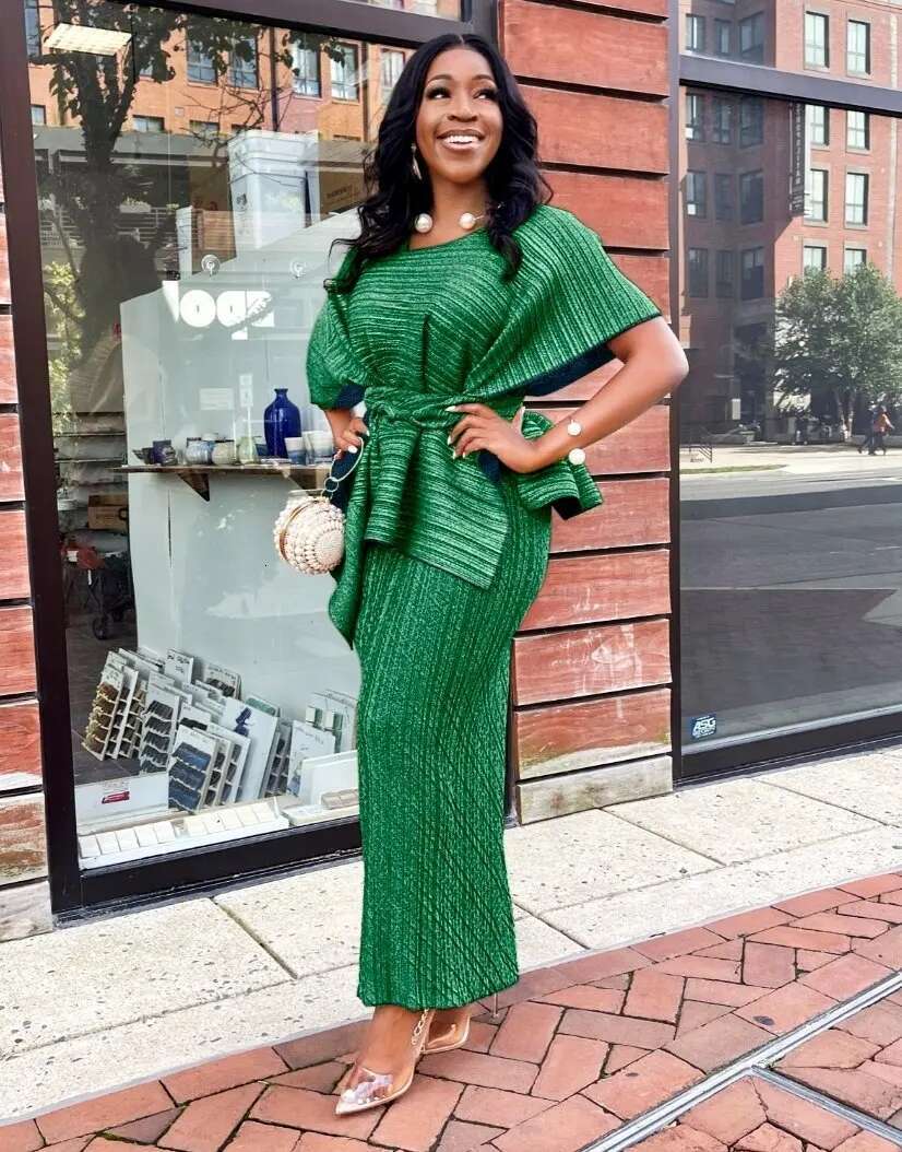 2024 Pleated Dress Women's Two Piece Sling High Waist Lacing Elegant Ankel Length Banquet Formal New Spring Fashion Spot