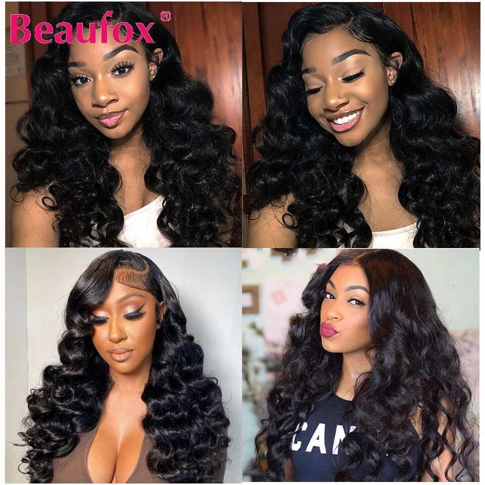 Beaufox Loose Wave Indian Weave 3/4 Bundles With Lace Closure Wavy Human Hair Extensions