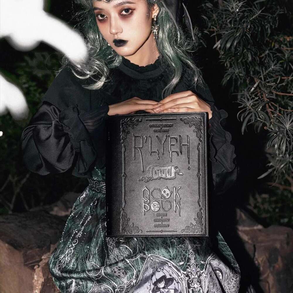 Black Goth Shoulder Women Original Design Book Shape Flap Student Crossbody High Quality Large Capacity Lolita Cute Bag