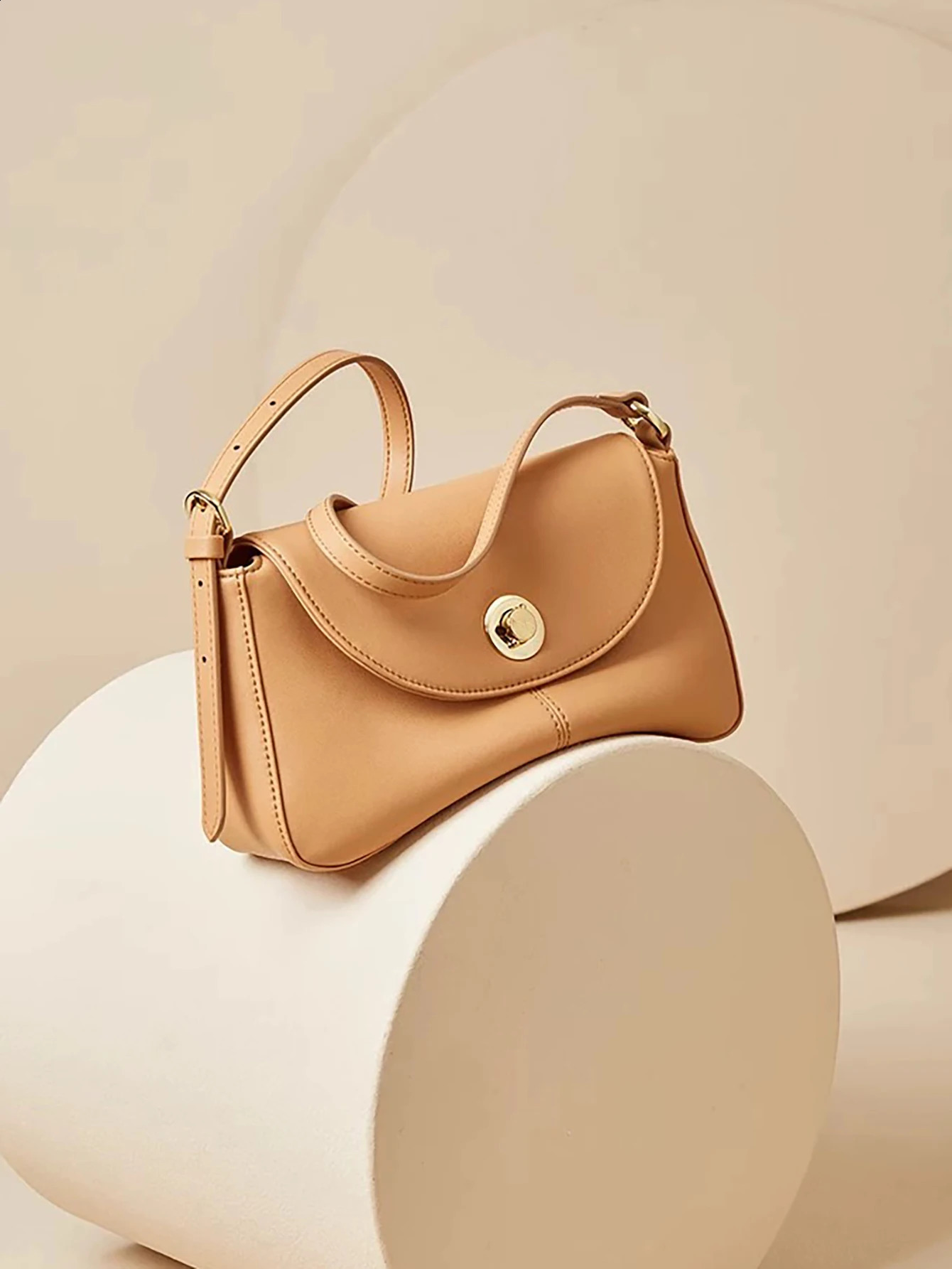 Solid color womens new fashion shoulder crossbody bag handbag armpit bag small square bag baguette bag R250424