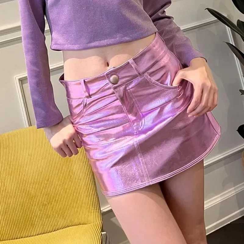Shestyle Zipper Flight Pocket A-Line Skiing Womens Pink Preparatory Style Y2K High Waist Mini Hot Girl Silver Party Bottom New M250424
