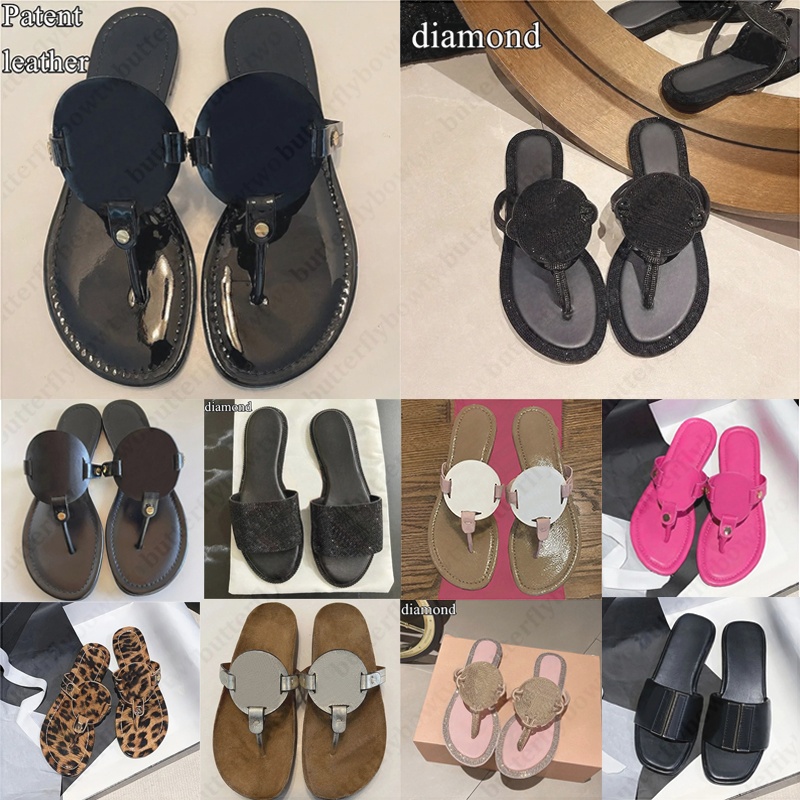 with box designer sandals women slides sport miller metallic snake leather slippers white black patent flip flops lady pink slide
