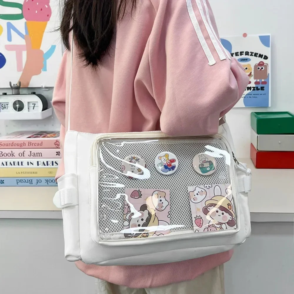 Preppy Style Candy Colour Cute Shoulder Bag Anime Expo Transparent Badge Display Messenger Bag Women Doll Itabag Crossbody Bag 250417