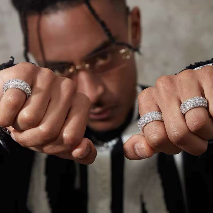 Faddish Hip Hop Ring ICED OUT VVS d Color Moissanite Diamond Cuban Ring for Men