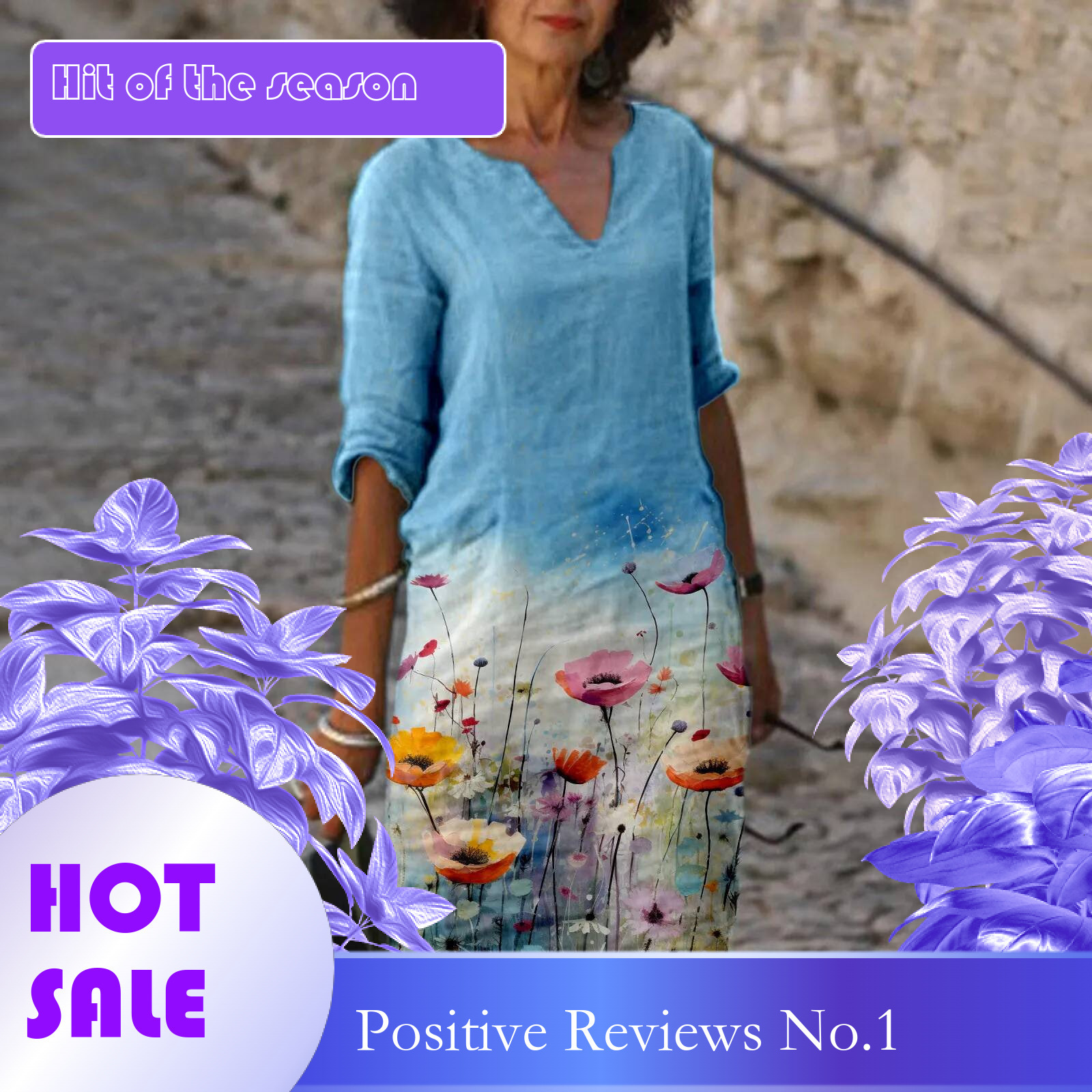 Dongdumaoyi Floral Printed Linen Dress Quarter Vintage Casual V Neck Loose Waist Midi Beach Women Clothing Robe Polyester Vestidos