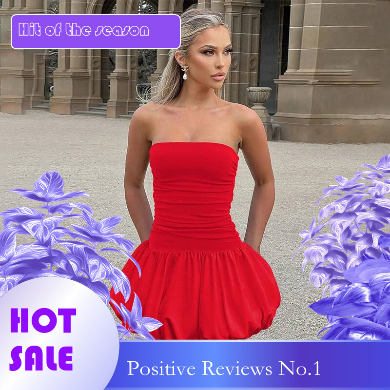 Dongdumaoyi Townlike Elegant Waist Wrap Pleated A Line Ball Gown Dress Women Mini Spring Summer Backless Sexy Party Dresses