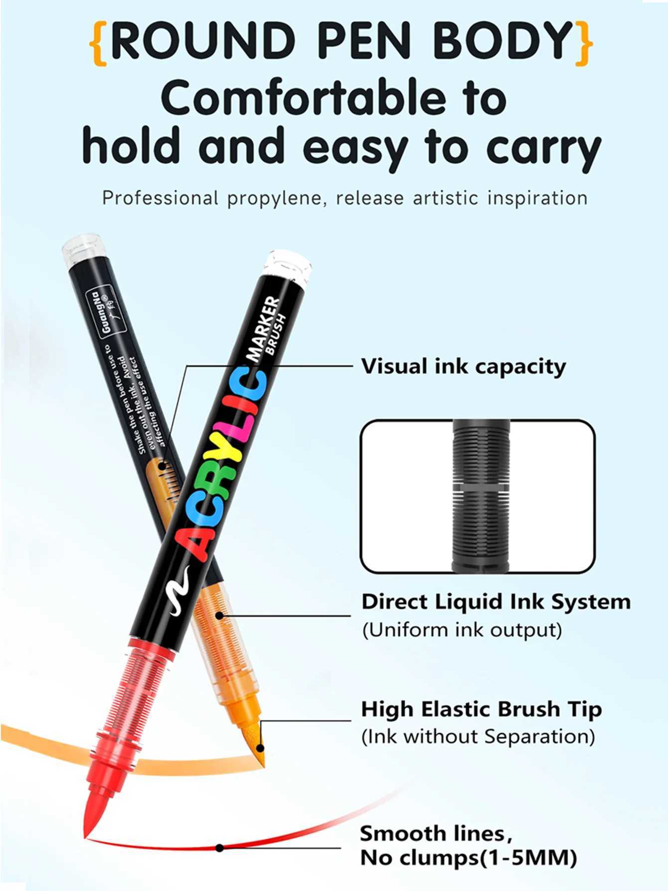 240/288 Colors Set Acrylic Paint Markers Brush Tip Professional For Rock Fabric Festival Gift DIY Art Pens With Storage Bag G251124