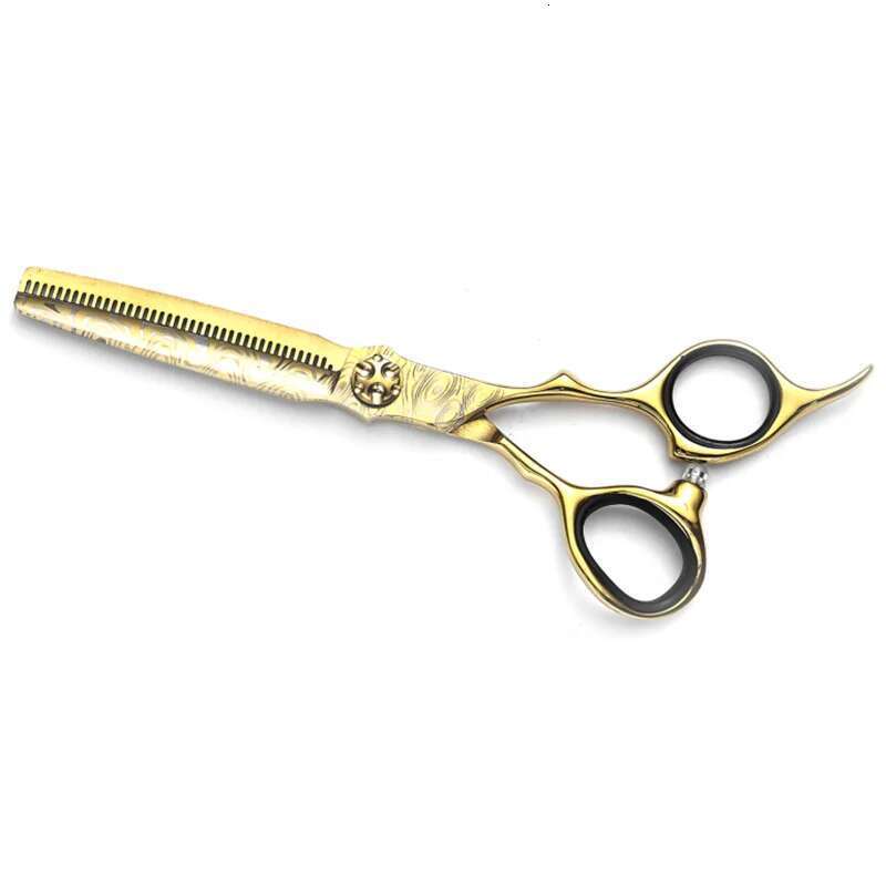 Professional Hairdresser Scissors Set 6 Inch 440C Damascus Pattern Flat Thin Salon Use Hair Cutting Tools Kit