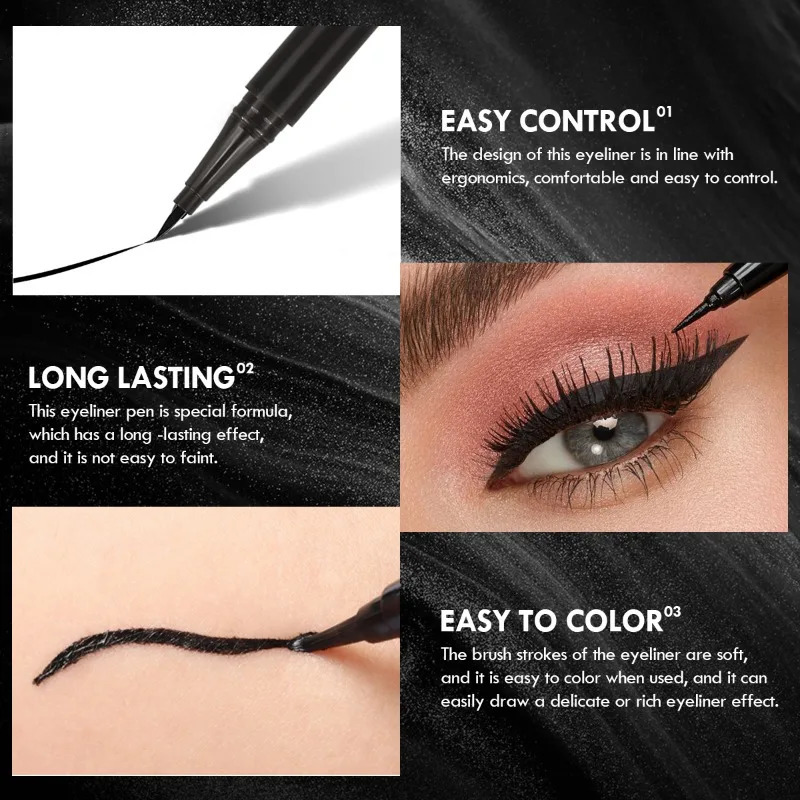 Black liquid eyeliner quick drying stain proof sweat waterproof durable and ultrathin 250418