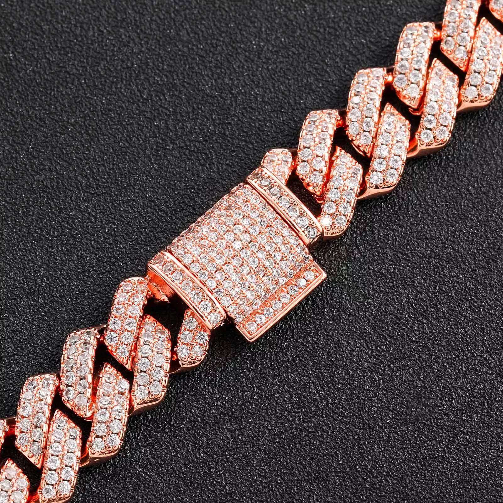 QX 14MM Custom Brass 18K Gold Plated Fashion Jewelry Hiphop Cuban Chain Zircon Necklace for Men Women
