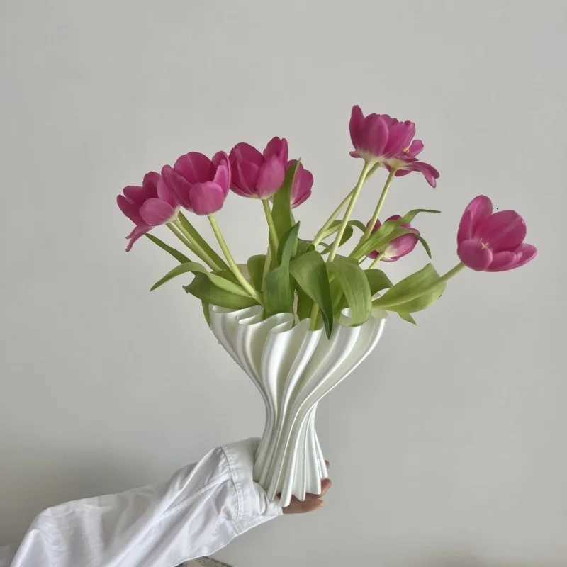 3D Stereoscopic Printing Artistic Vase White Modern Simple Luxury Nordic Living Room Vases Creative Interior Home Decoration C251124